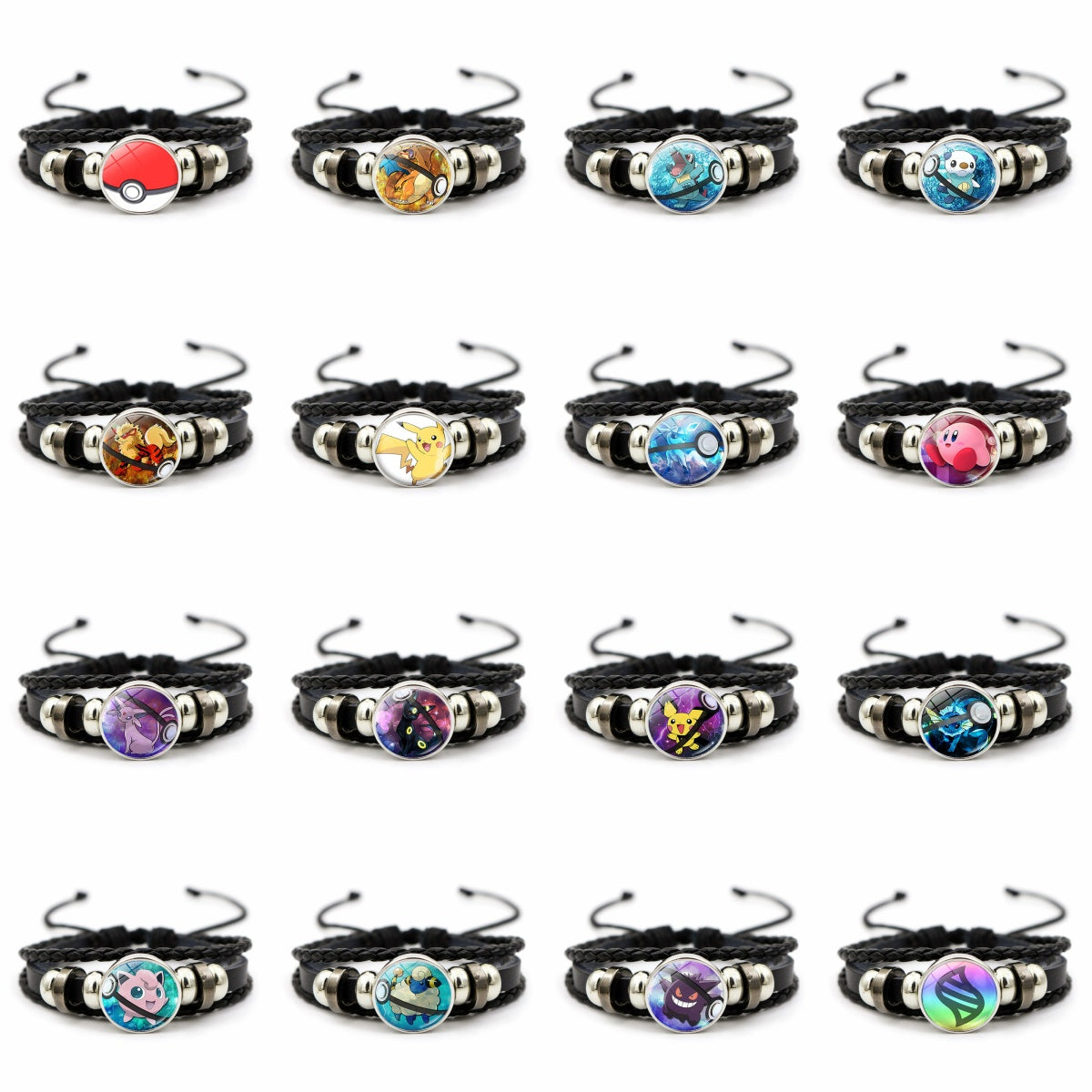 Cute and Magical Black Woven Leather Button Bracelet,A Perfect Gift for Friends and Family,B03