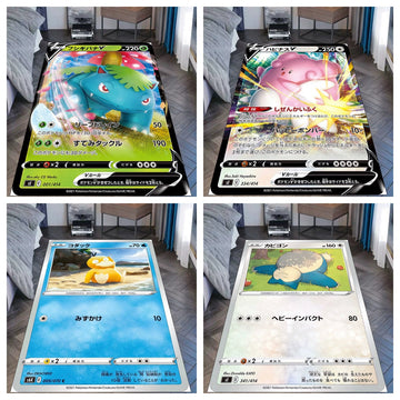 Bulbasaur,Psyduck,Snorlax,and Jigglypuff AnimeThrow Blanket,Soft and Cozy,Perfect for Anime Fans,B-C-10