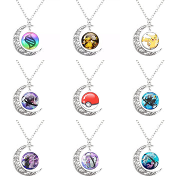 Pokémon Alloy Moon Necklace with Time Gem Pendant - Limited Edition Pokémon Sun and Moon Inspired Jewelry,B08