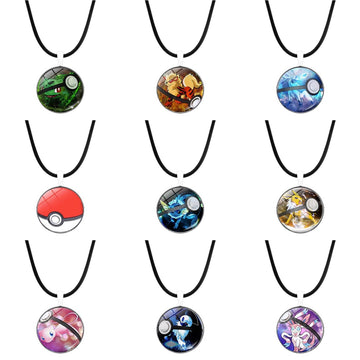 Pokémon Pikachu Pendant Necklace - Timeless Gemstone Charm with Black Leather Cord,Versatile Fashionable Accessory for Women,B09