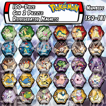 2nd Generation Collectible DIY Magnetic Puzzle Pokémon Fridge Stickers - 151 Designs, Premium Decor, Blind Box Customization