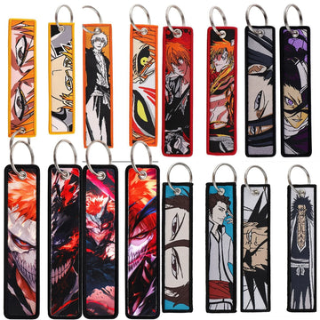 Anime Bleach Woven Keychain with Cartoon Lanyard, Student Campus Access & Office ID Badge Holder, Fabric Keychain,003