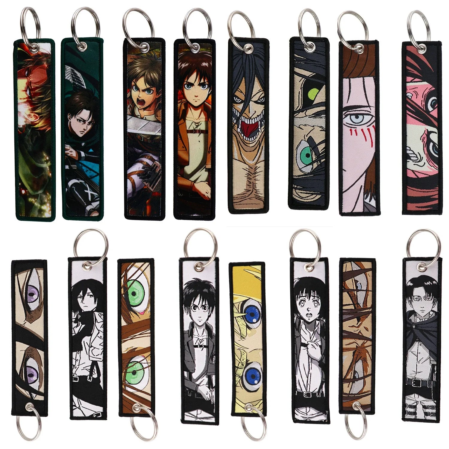 Cartoon Anime Attack on Titan Jacquard Keychain Lanyard, Access Card Holder, Fabric Keychain for ID and Office Badge,006