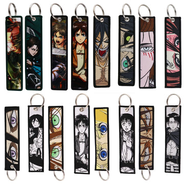 Cartoon Anime Attack on Titan Jacquard Keychain Lanyard, Access Card Holder, Fabric Keychain for ID and Office Badge,006