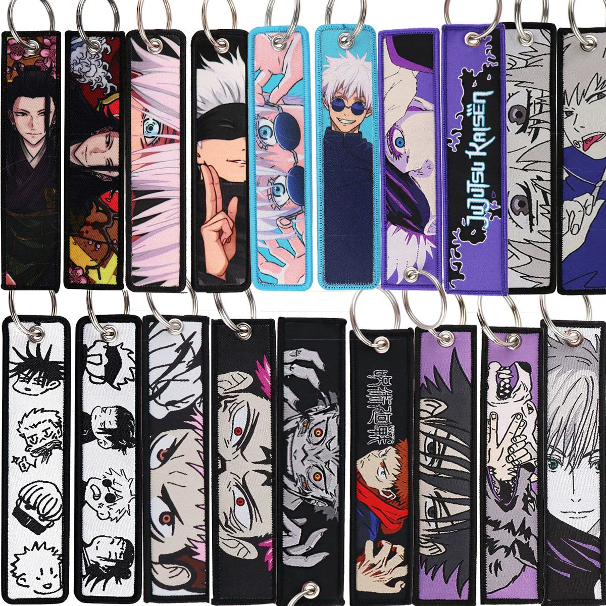 Jujutsu Kaisen Gojo Satoru Woven Lanyard Keychain – Anime Badge Holder & Fabric Strap,014