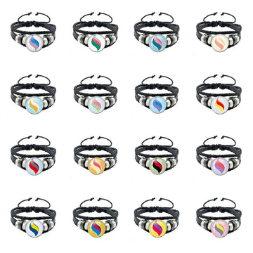 Leather Cord Snap Bracelet with Mega Evolution Stone,Perfect Gift for Friends and Family,B01
