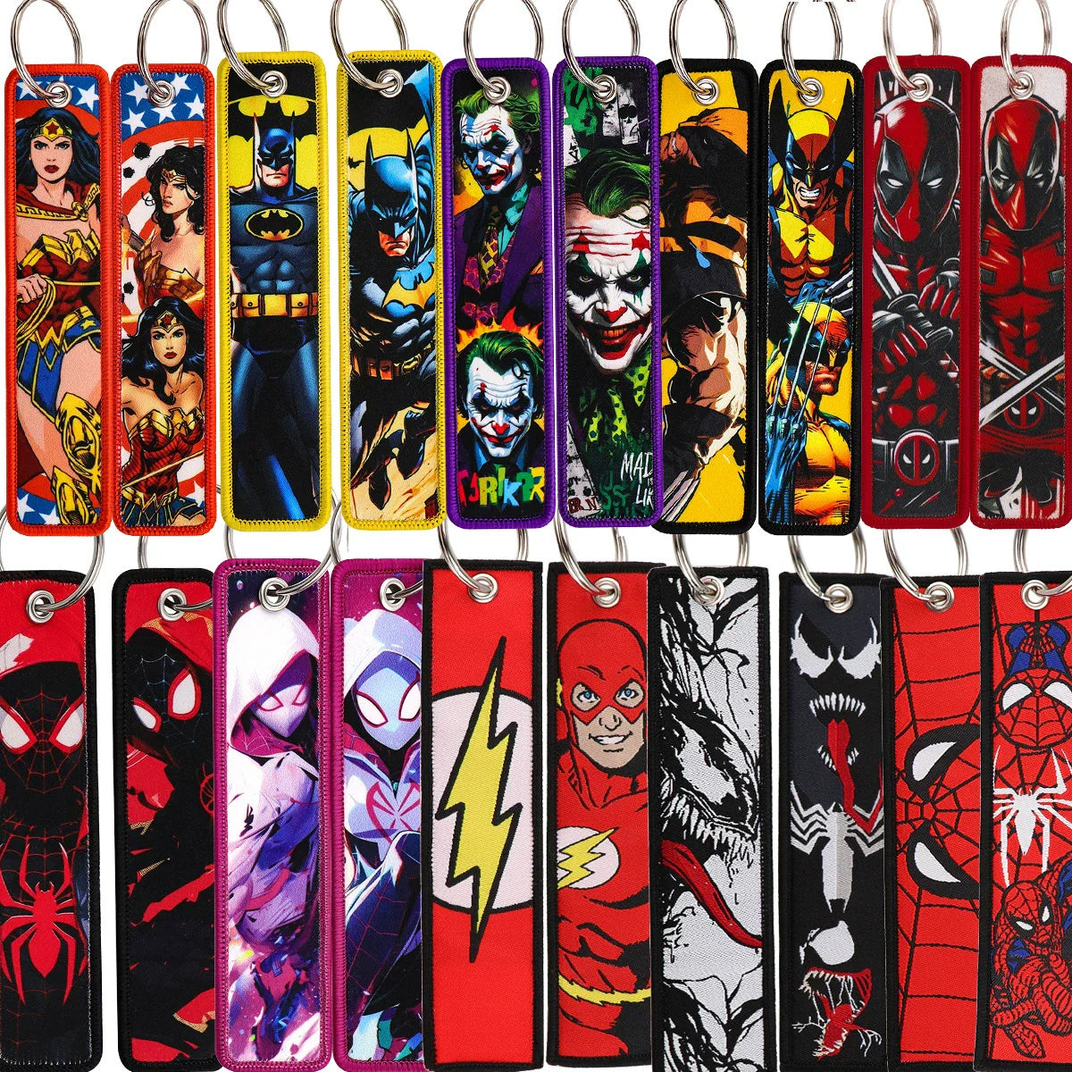 Cartoon Hero Lanyard Keychain – Woven Fabric ID Badge Holder for Students & Office Use,018