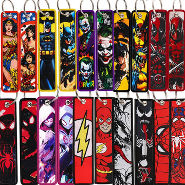 Cartoon Hero Lanyard Keychain – Woven Fabric ID Badge Holder for Students & Office Use,018