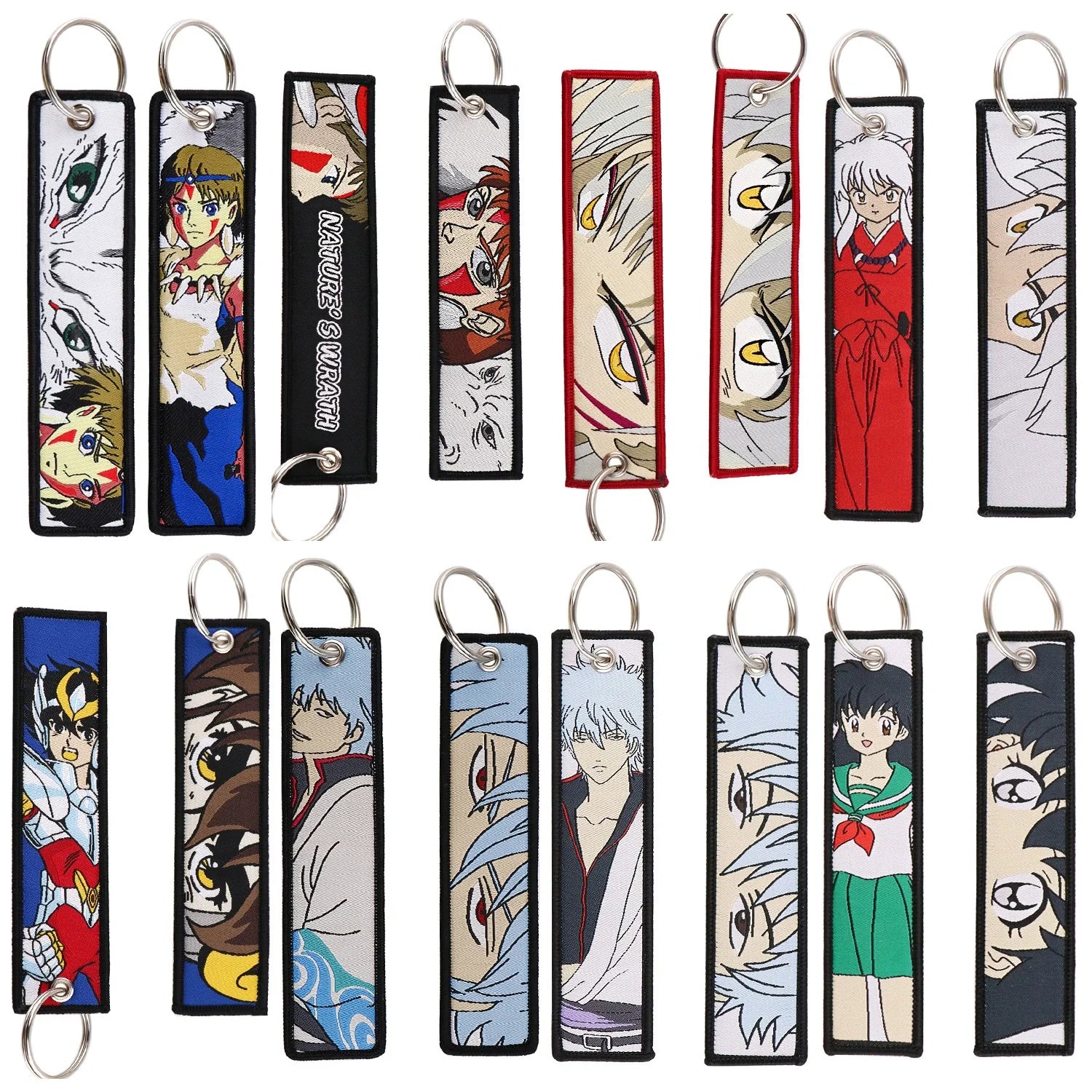 Cartoon Inuyasha Woven Keychain Strap, Ghost Gintama Pendant, Woven Fabric Key Accessories, Fullmetal Alchemist Keychain Charm,004