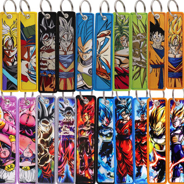 Dragon Ball Woven Keychain Lanyard - Goku & Vegeta Cartoon Character Campus Strap,Fabric Craft Pendant,012
