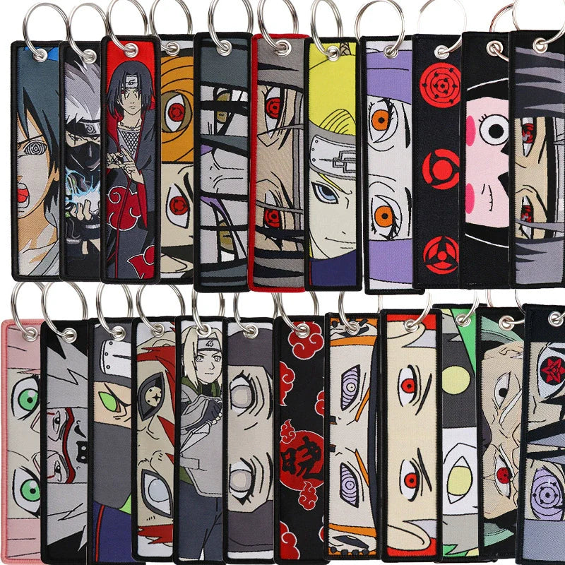 Naruto Cloud Embroidered Keychain – Anime Cartoon Woven Fabric Key Ring for Students & Fans,017