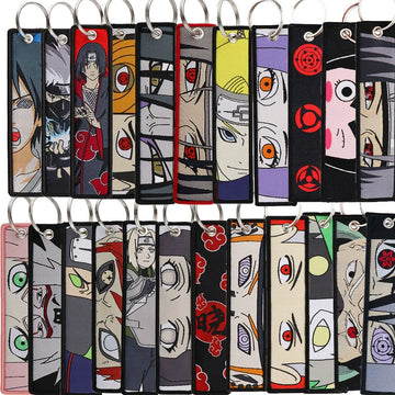 Naruto Cloud Embroidered Keychain – Anime Cartoon Woven Fabric Key Ring for Students & Fans,017