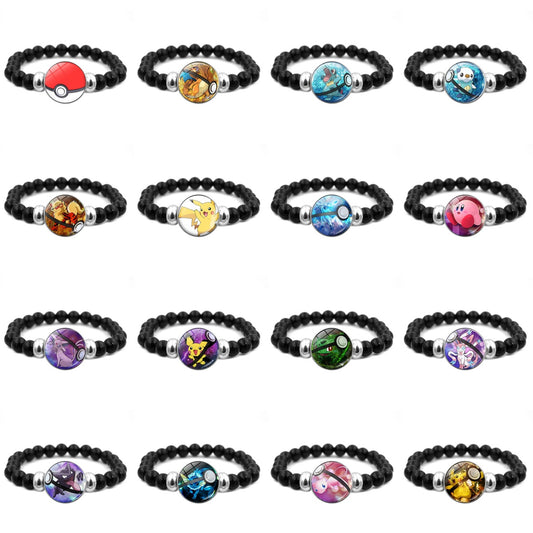 Elegant Black Bead Snap Button Bracelet – The Ideal Gift for Friends and Family,B04