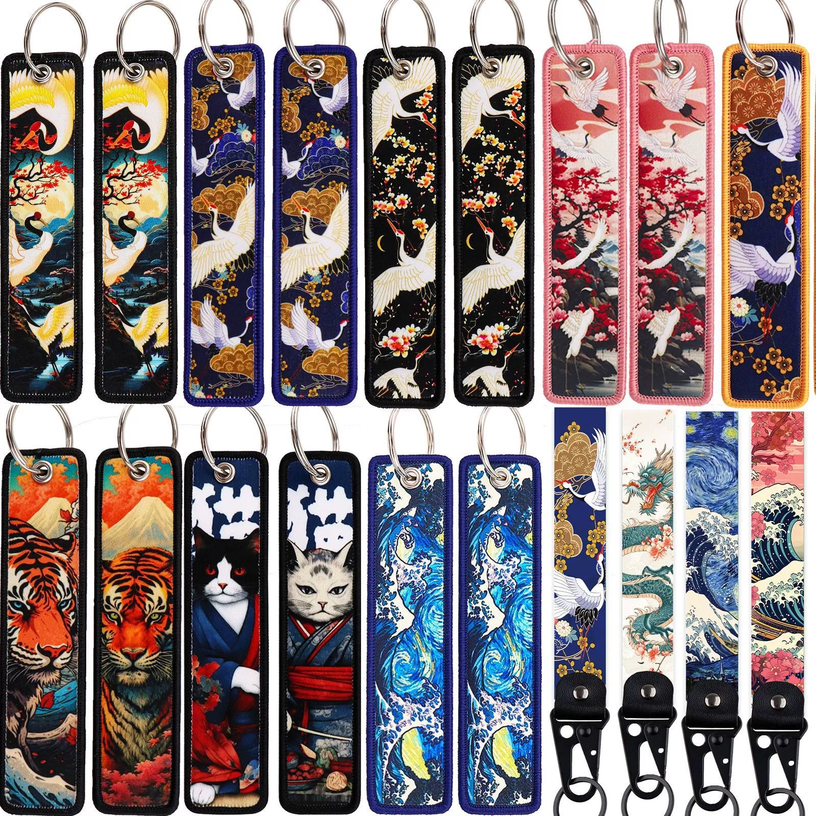 Cartoon Animal Eagle Beak Keychain Pendant,Japanese Style Wave Jacquard Keychain,Keychain with Traditional Chinese Style Lanyard Decoration,005