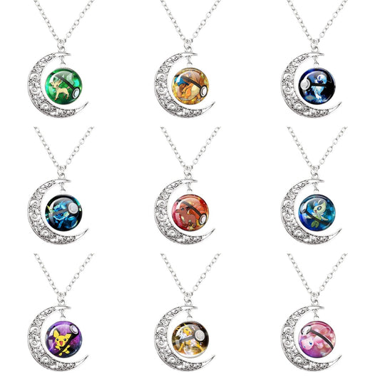 Pokémon Alloy Moon Necklace with Time Gem Pendant - Limited Edition Pokémon Sun and Moon Inspired Jewelry,B08