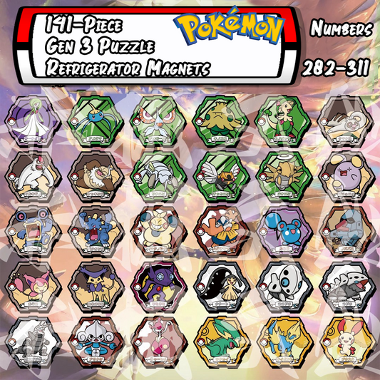 3rd Generation Collectible DIY Magnetic Puzzle Pokémon Refrigerator Magnets - 151-Piece Premium Decor Blind Box Custom Set