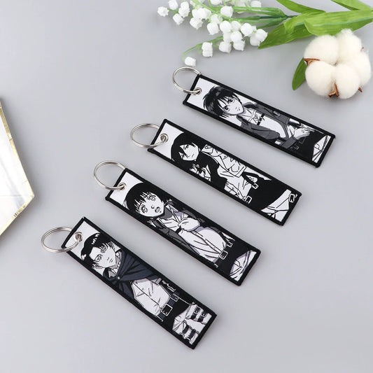 Cartoon Anime Attack on Titan Jacquard Keychain Lanyard, Access Card Holder, Fabric Keychain for ID and Office Badge,006