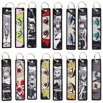 Cartoon Demon Slayer Jacquard Keychain Lanyard, Demon Access Card Holder, Fabric Keychain for ID and Office Badge,007