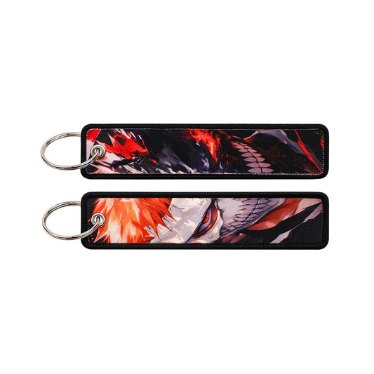 Anime Bleach Woven Keychain with Cartoon Lanyard, Student Campus Access & Office ID Badge Holder, Fabric Keychain,003
