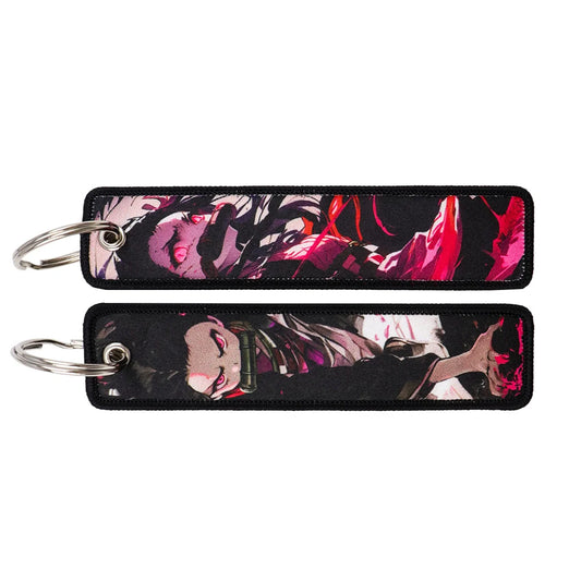 Cartoon Demon Slayer Jacquard Keychain Lanyard, Demon Access Card Holder, Fabric Keychain for ID and Office Badge,007
