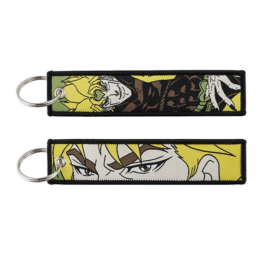 Berserk & JoJo Anime Woven Keychain – Fabric Key Ring with Berserk-Inspired Decorative Chain,016