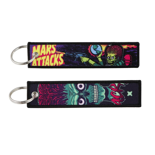 Halloween Cartoon Horror Woven Lanyard Keychain – Fabric Badge Holder for Students & Campus Use,019